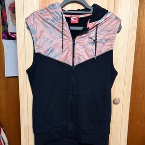 Puma Black and Pink Hooded Vest